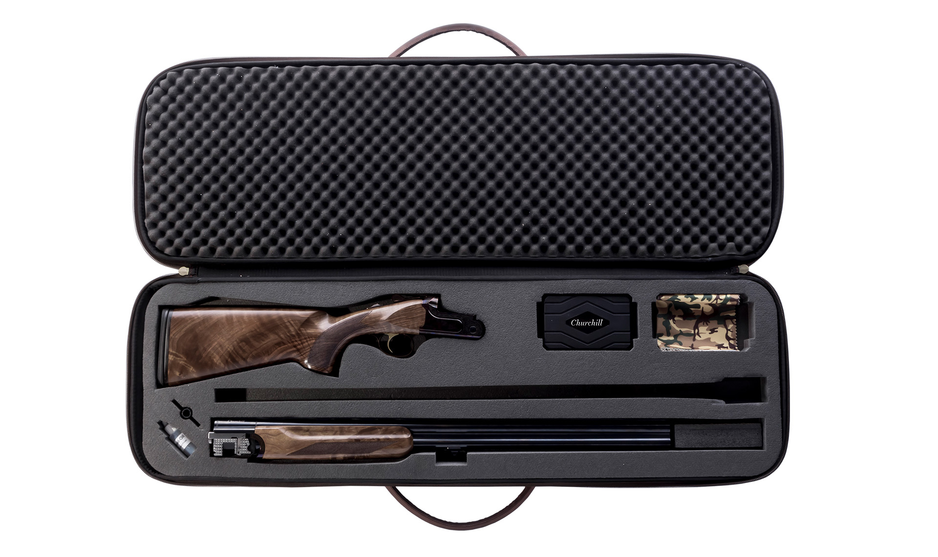 Akkar Churchill 206 Camo Kal. .12/76,Mulitchokes, 3,2 Kg, 71 cm Lauf, Ejektor, 5 Wechselchokes (Remington kompatibel)