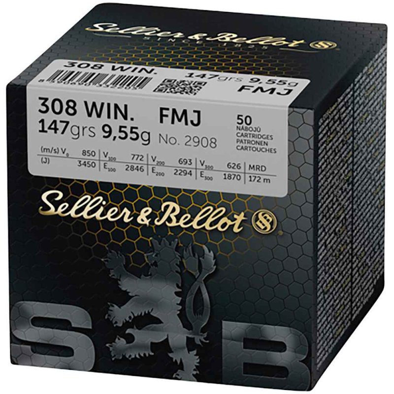 Sellier & Bellot Muniton Kaliber 308 Win./ 147 grs./ 9.55 g/ 50 Schuss