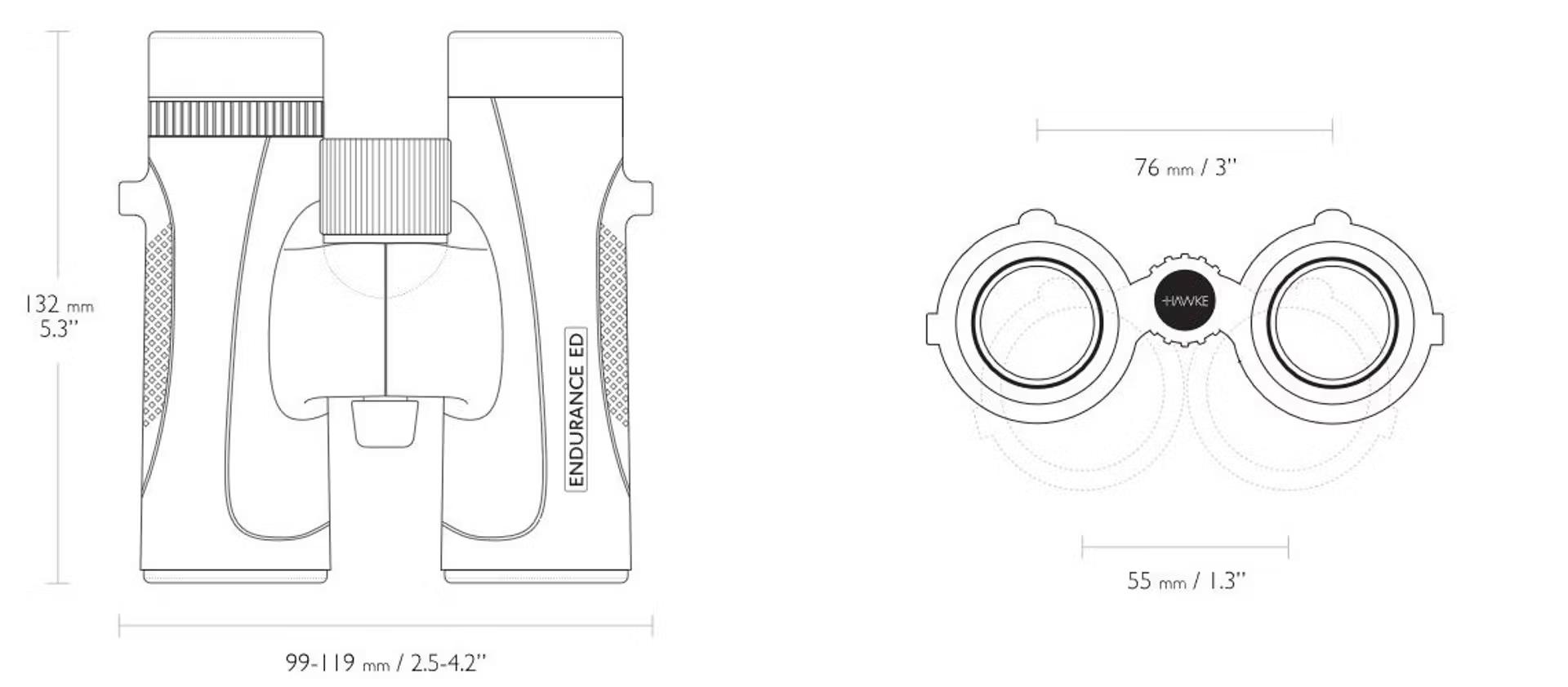 Hawke Endurance Fernglas 8x32 Black, ED Glass