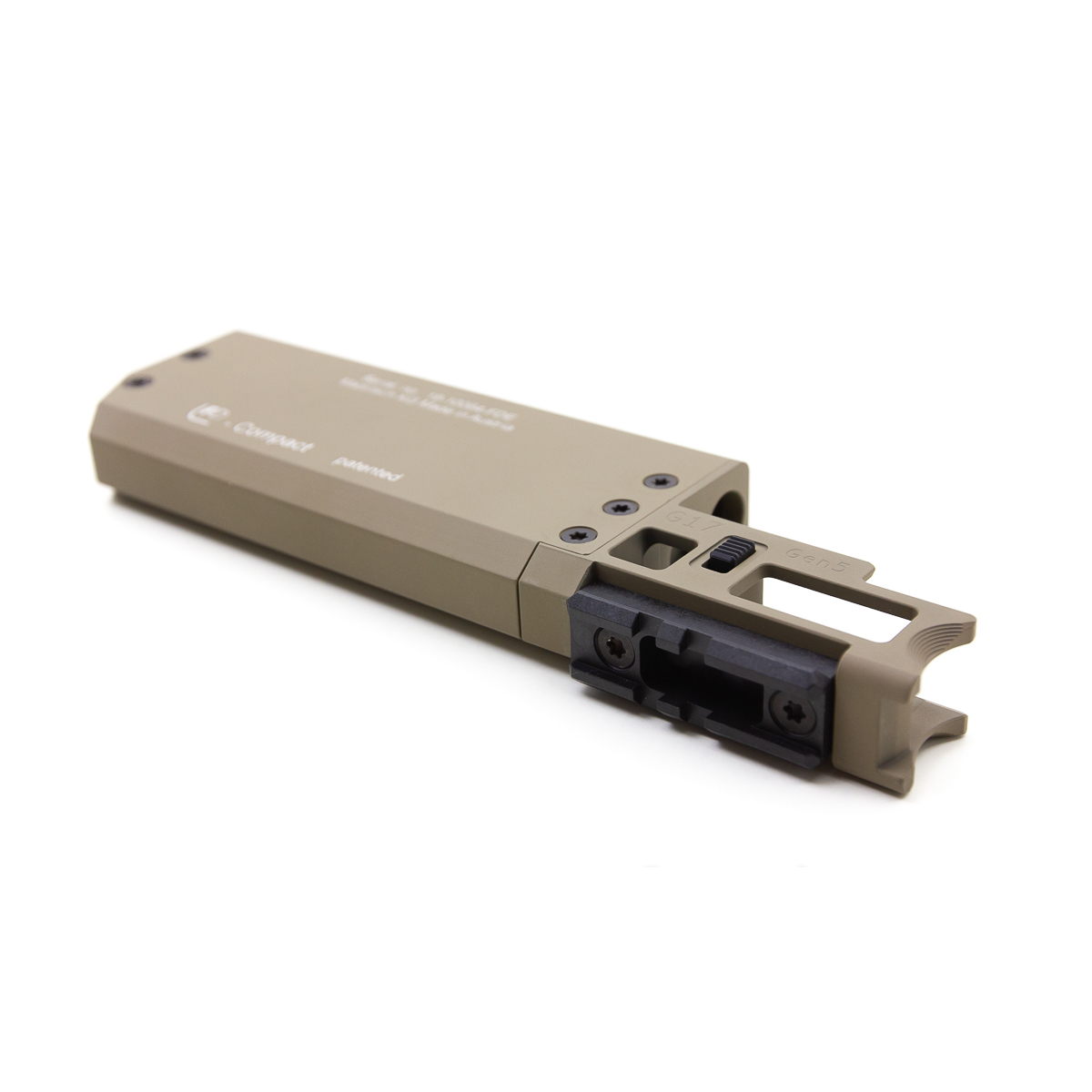 Schalldämpfer Fischer Development FD919 Compact FDE für Glock 19 Gen 3 und 4, 9 mm Para