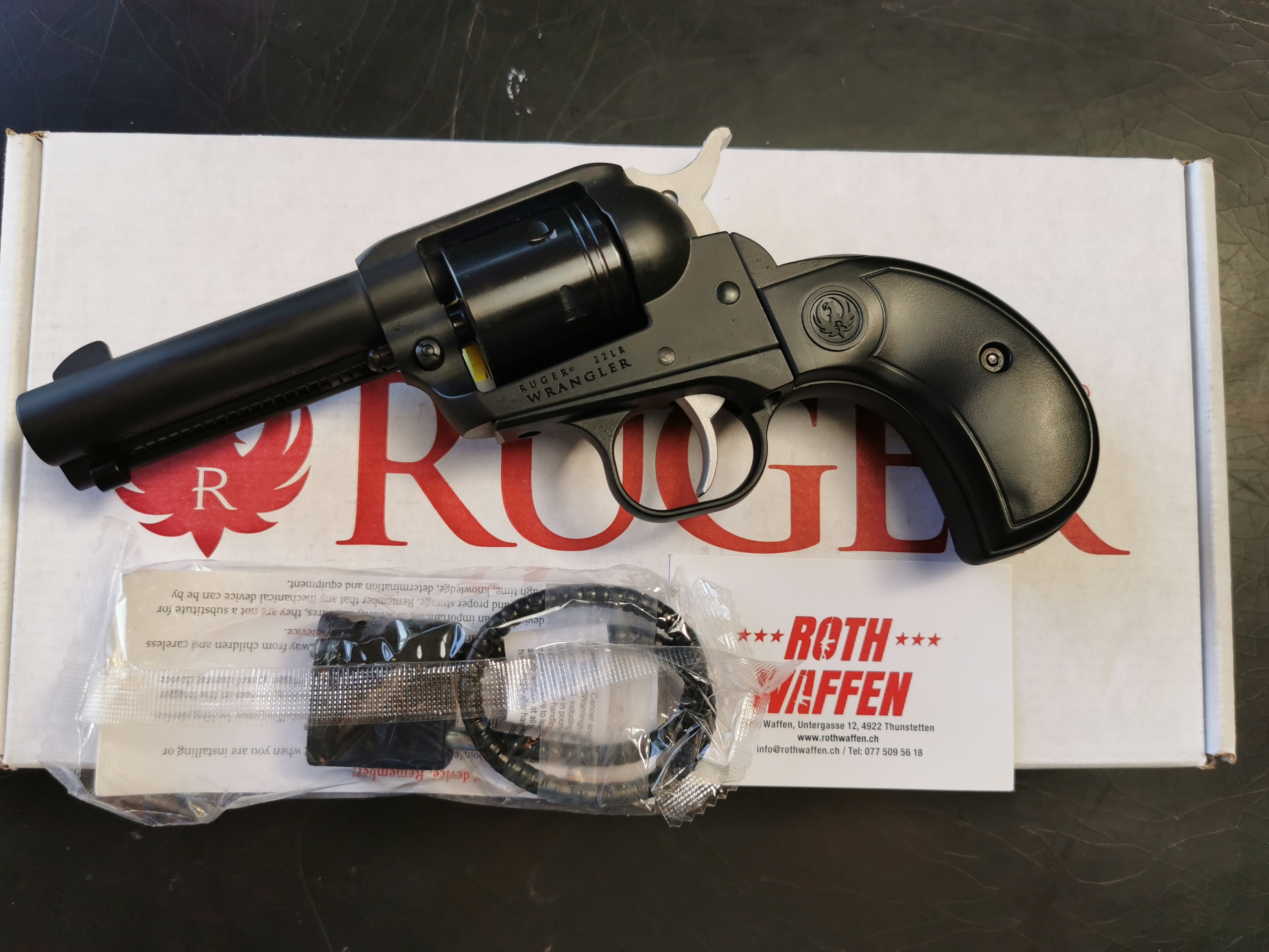 Revolver Ruger SA, Wrangler, .22 LR, 3 3/4", 6 Schuss, Black Cerakote