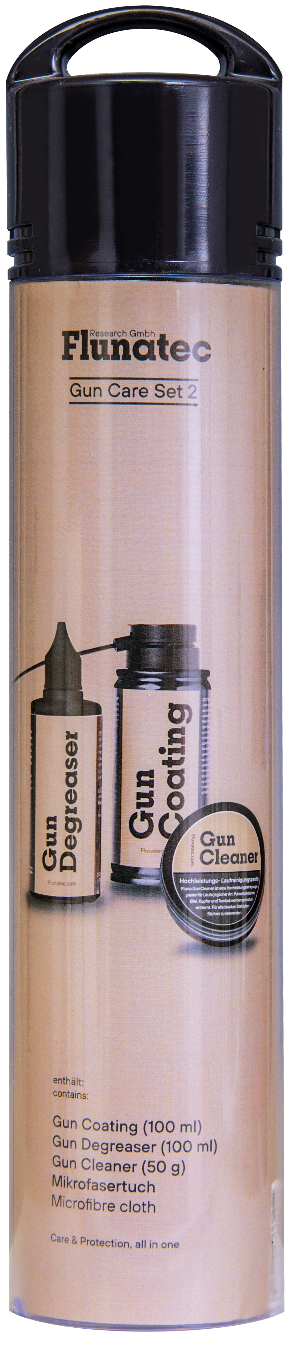 Fluna Waffenpflegeset Nr. 2 mit Degreaser, Cleaner (Laufreinigungs Paste), Coating und Mikrofasertuch (GDR100+GC100+GCL50)