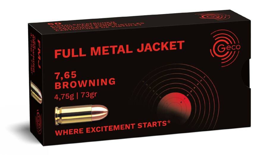 Pistolenpatrone Geco Kaliber 7,65 Browning Full Metal Jacket 4,75 g