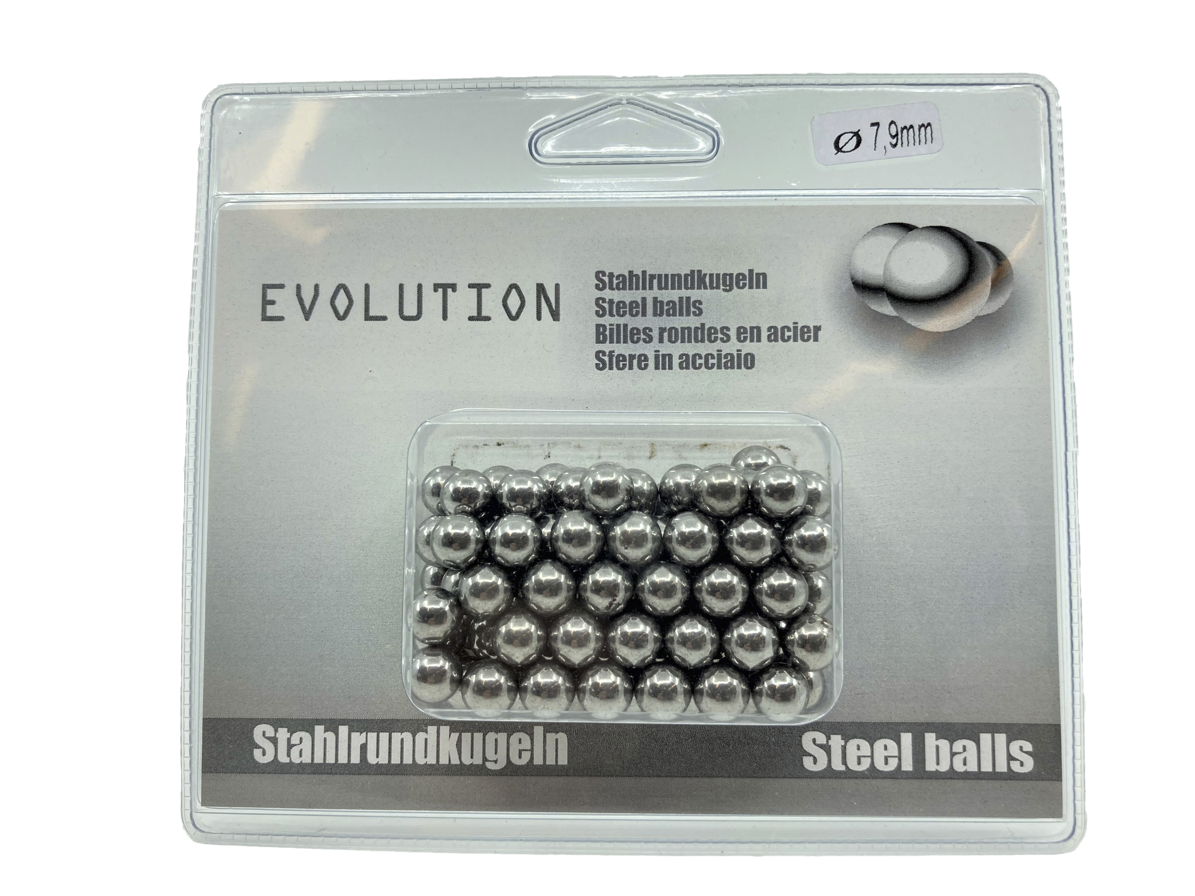 Stahlkugeln für Steinschleudern Ø 7,9mm, 100 Stück EVOLUTION Kugeln