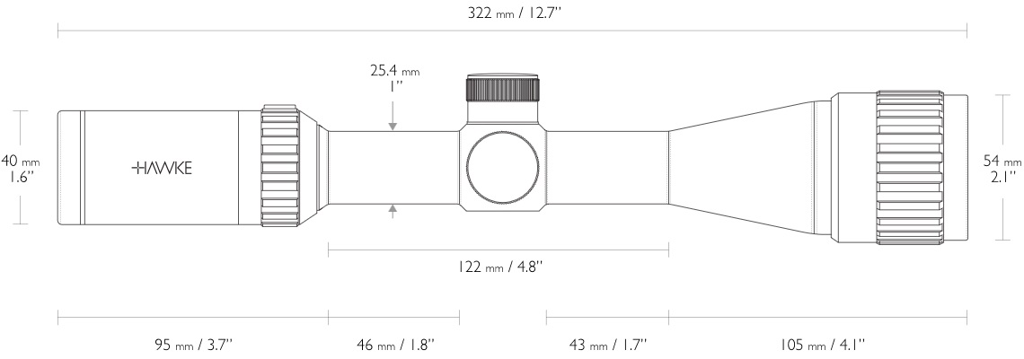 Hawke  Zielfernrohr Vantage 3-9X40 AO, 1", IR Mil Dot