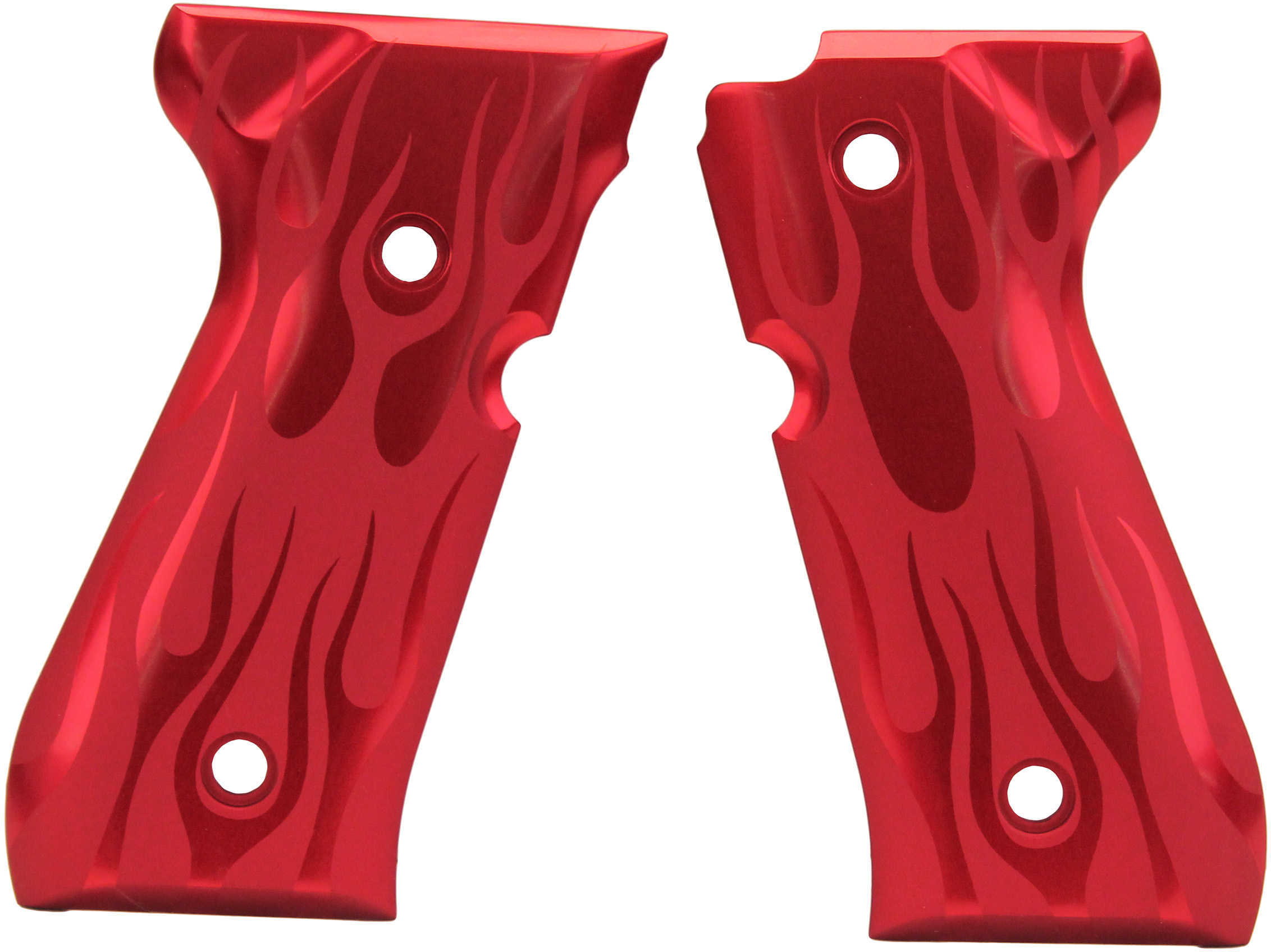 Beretta 92 Handgun Grip Flames Aluminum Red Anodized 