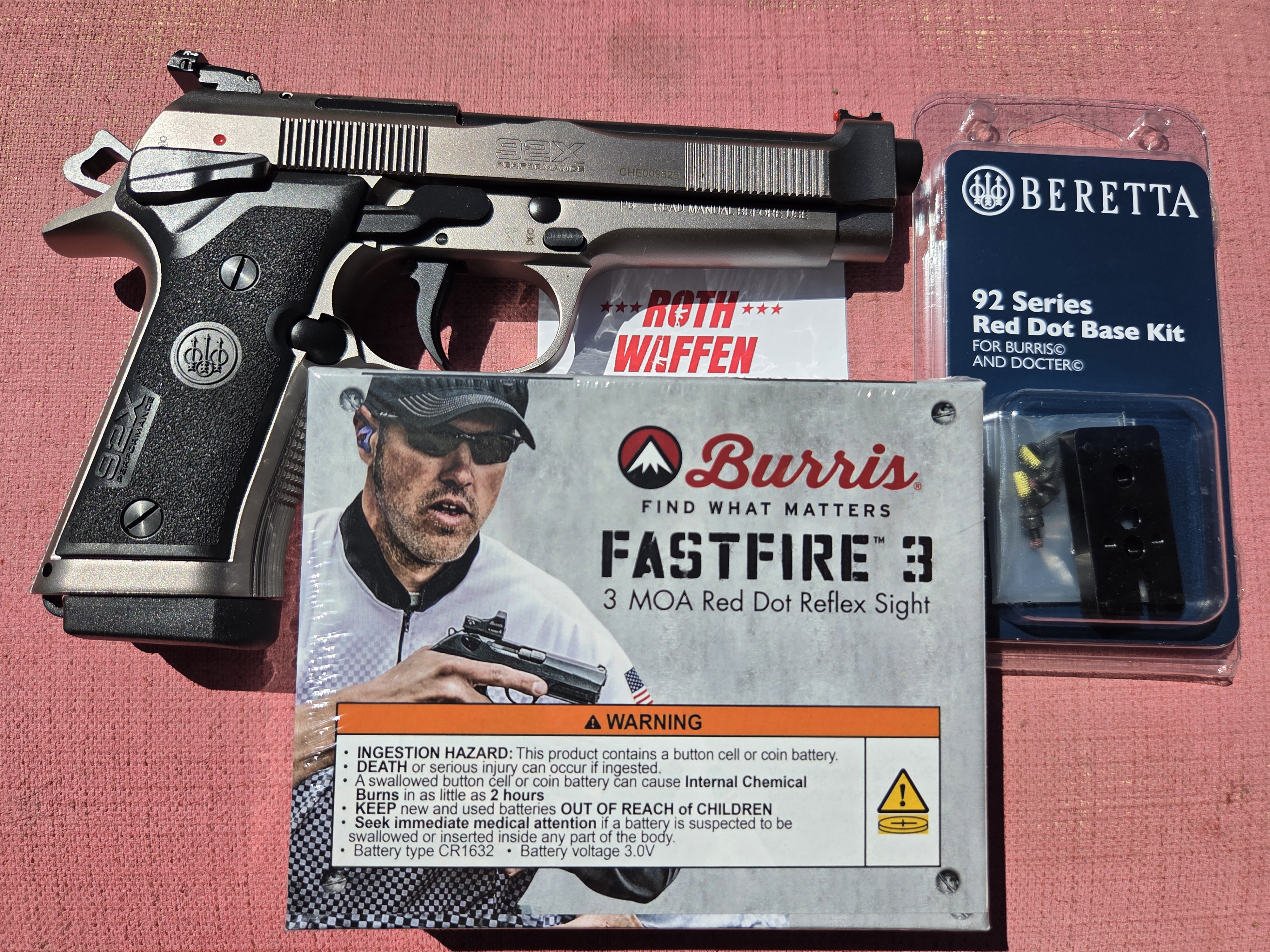 Set mit Pistole Beretta 92X Performance Defensive Optic Ready  9x19, SA/DA, 15-rds, Burris Fastfire 3 und Base Kit