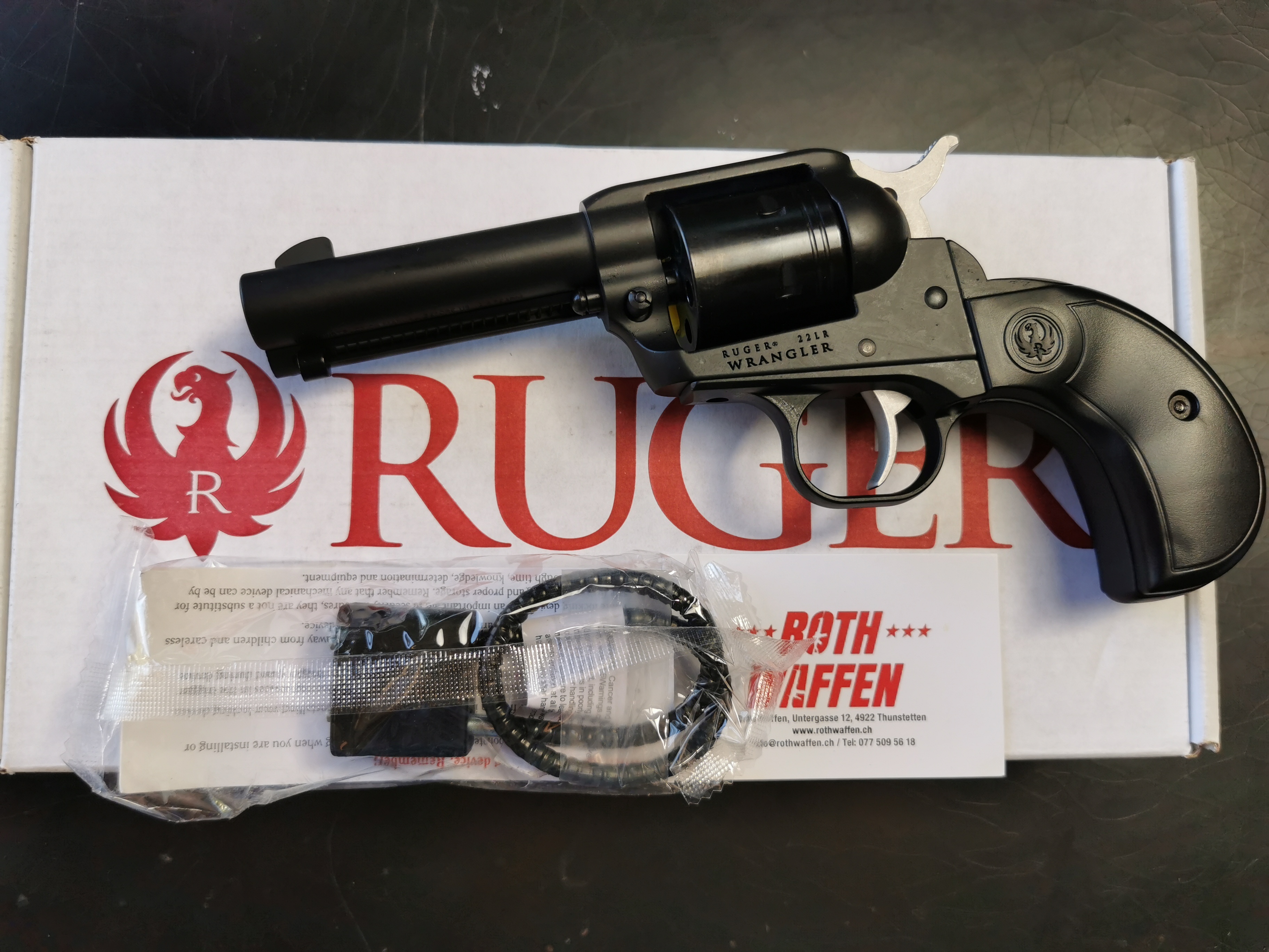 Revolver Ruger SA, Wrangler, .22 LR, 3 3/4", 6 Schuss, Black Cerakote