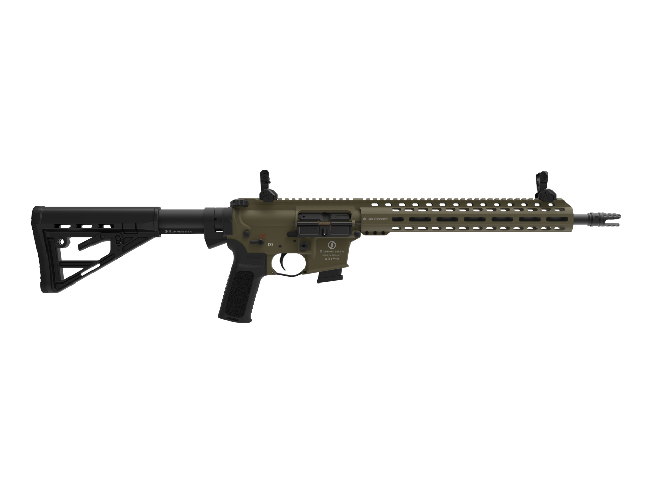Halbautomat Schmeisser AR15-9 M4FL OD Green 14.5" 9mm Para