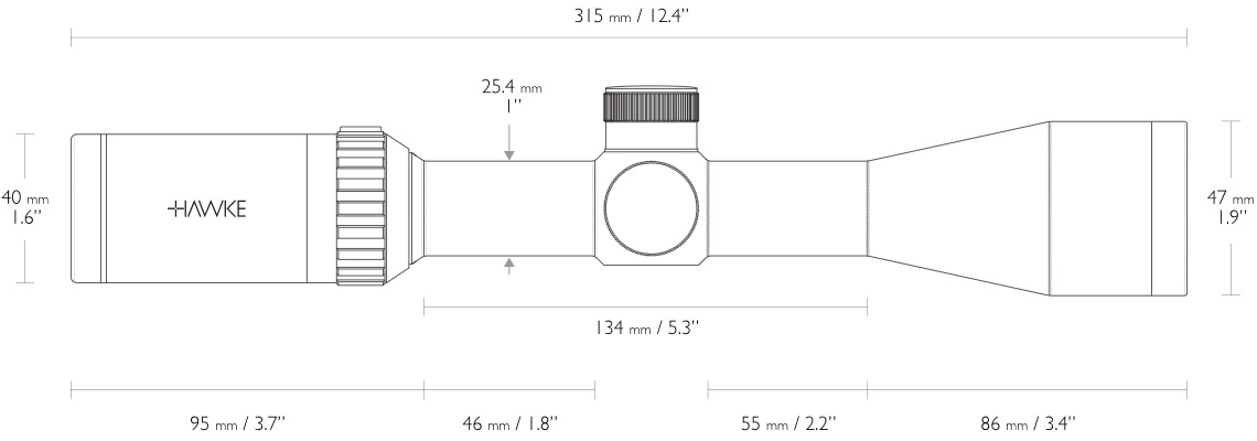 Hawke Vantage 3-9x40, 1" IR Rimfire .22LR Subsonic