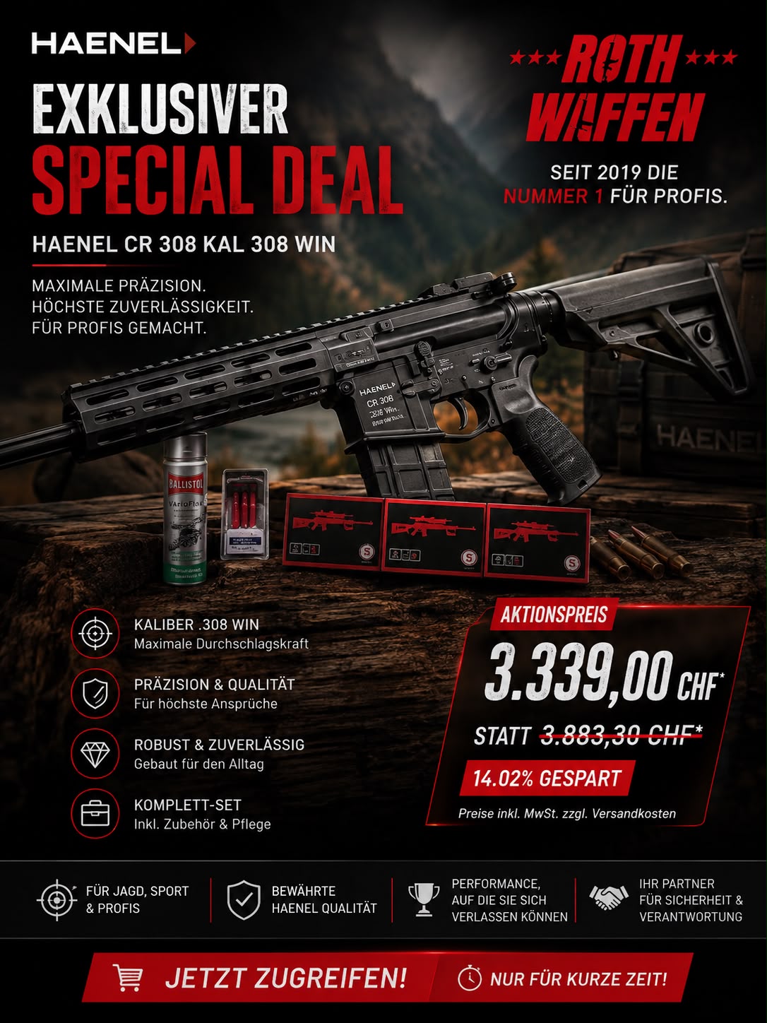 Exklusiver Special Deal: Haenel CR 308 Kal 308 Win, Sparen Sie über 544.-