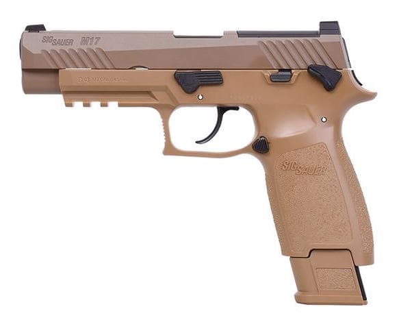 CO-2 Pistole Sig Sauer P320 M17, 20 Schuss, Coyote TAN Kaliber 4,5mm Diabolo 120m/s