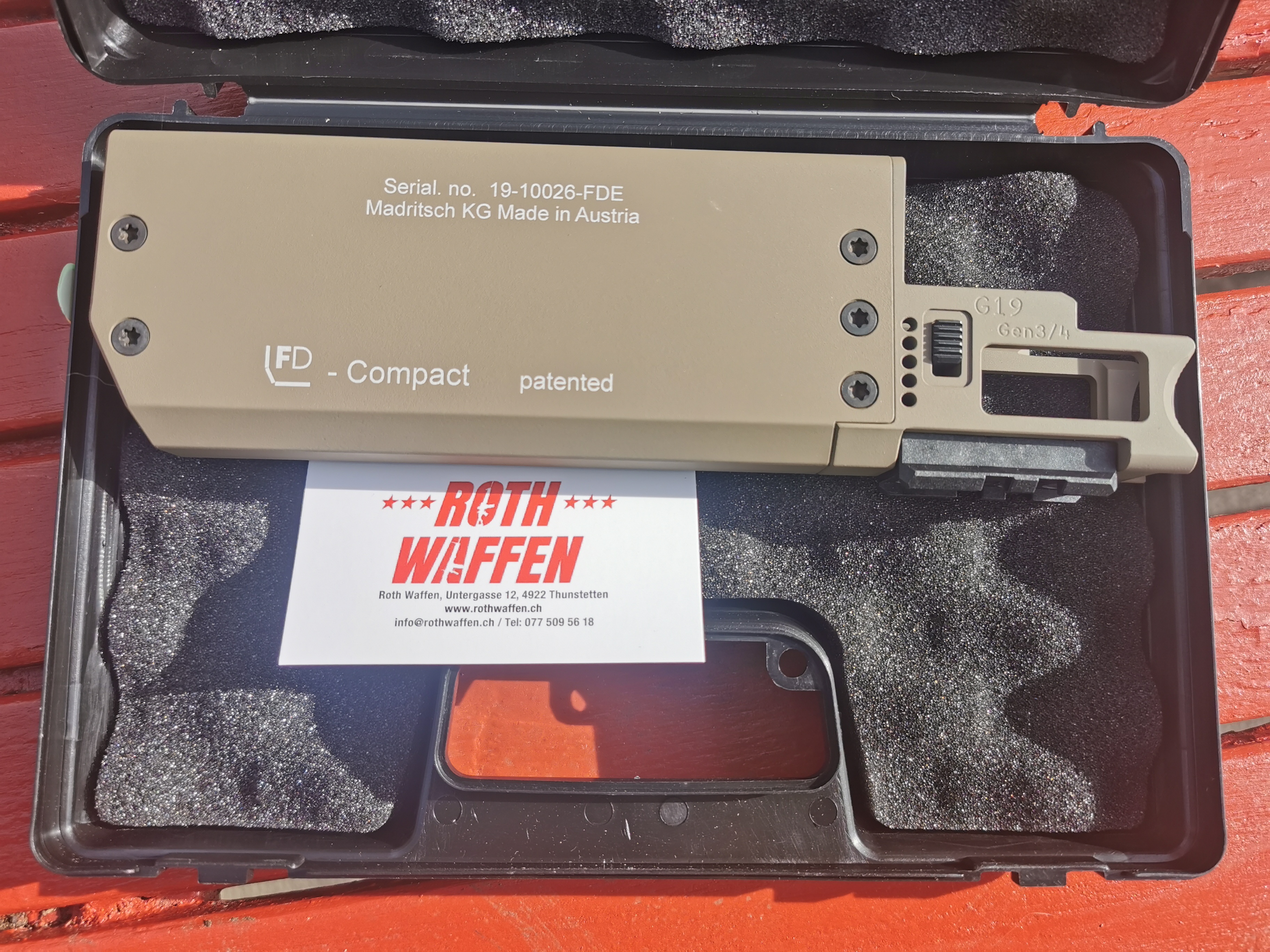 Schalldämpfer Fischer Development FD919 Compact FDE für Glock 19 Gen 3 und 4, 9 mm Para