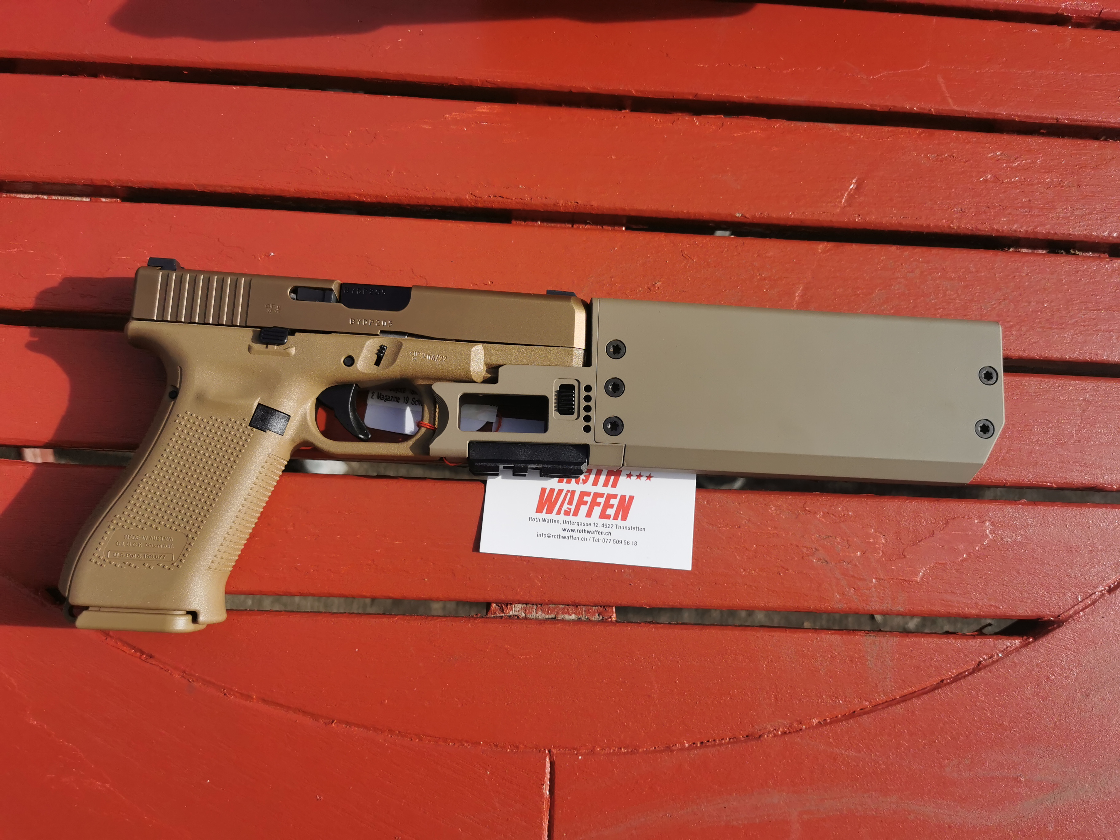 Schalldämpfer Fischer Development FD919 Compact FDE für Glock 19 Gen 3 und 4, 9 mm Para